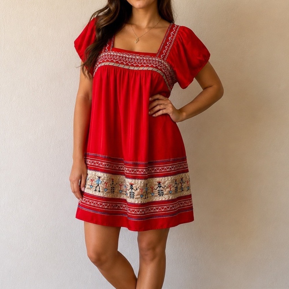 MM Couture Southwestern Aztec print Red Dress by Miss Me Womans sz Medium| L1‎